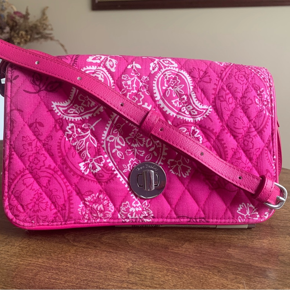 Vera Bradley Turnlock Pink Quilted Crossbody Bag